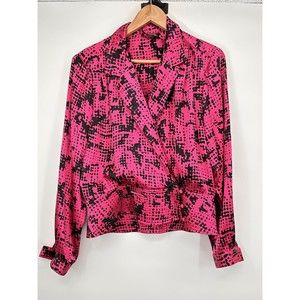 Vintage 1980's long sleeves Blouse Sz14‎ Gothic Mobs Wife Baroque  Satin…